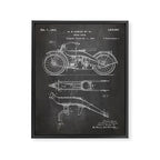 Harley Motorcycle Patent - Harley Bike Art - Black Chalkboard Framed Canvas Print Gallery Image 8