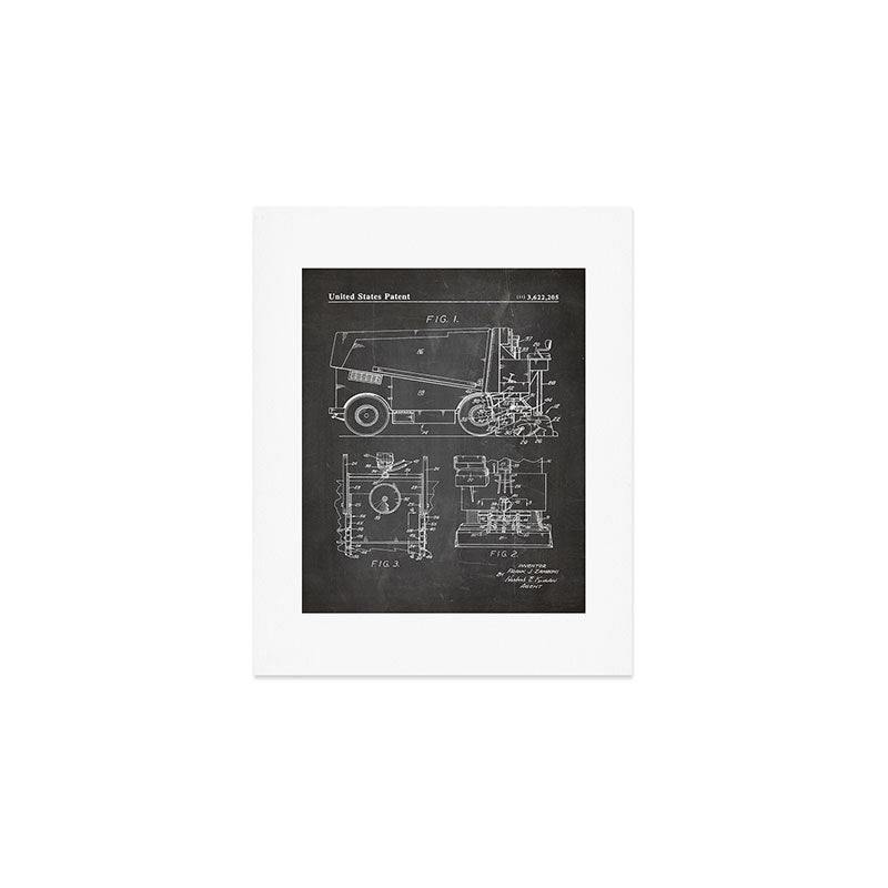 Ice Hockey Patent - Hockey Player Coach Team Art - Black Chalkboard Art Print Gallery Image 1