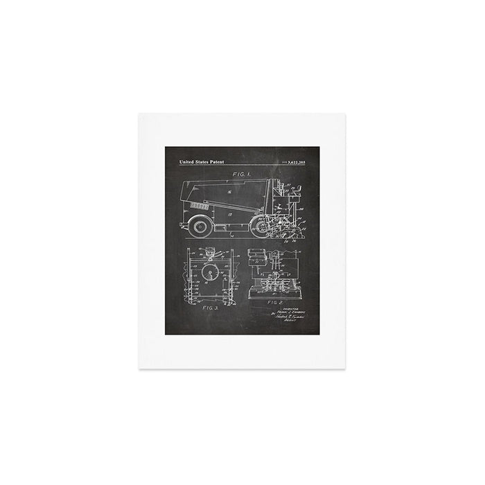 Ice Hockey Patent - Hockey Player Coach Team Art - Black Chalkboard Art Print Gallery Image 1