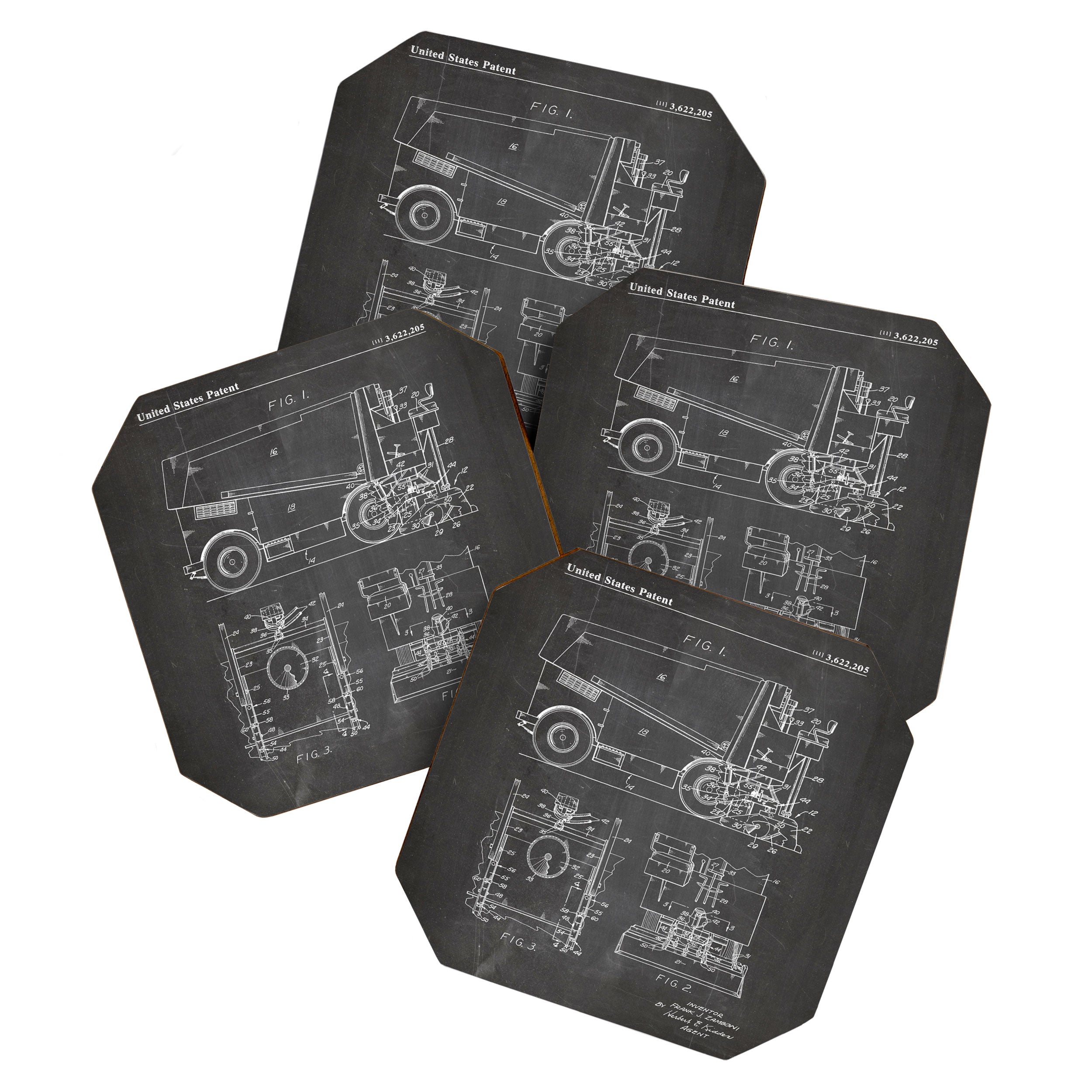 Ice Hockey Patent - Hockey Player Coach Team Art - Black Chalkboard Coaster Gallery Image 1