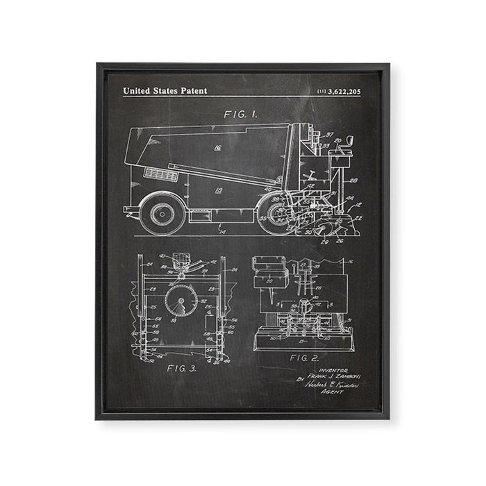 Ice Hockey Patent - Hockey Player Coach Team Art - Black Chalkboard Framed Canvas Print Gallery Image 1