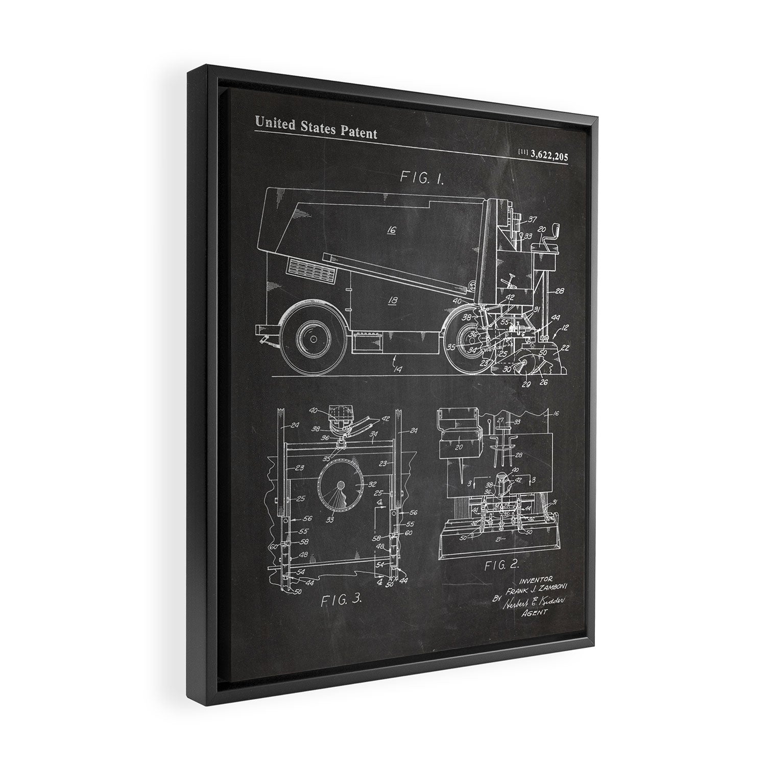 Ice Hockey Patent - Hockey Player Coach Team Art - Black Chalkboard Framed Canvas Print Gallery Image 2