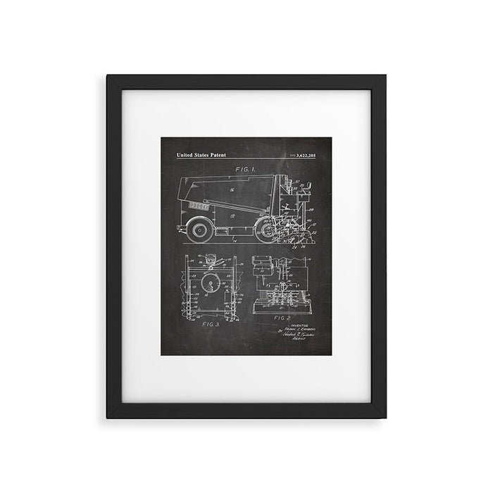 Ice Hockey Patent - Hockey Player Coach Team Art - Black Chalkboard Framed Art Print Gallery Image 1