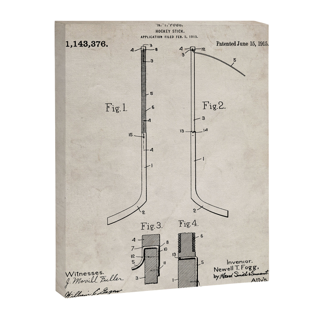 Ice Hockey Stick Patent - Ice Hockey Art - Antique Canvas Print Gallery Image 8