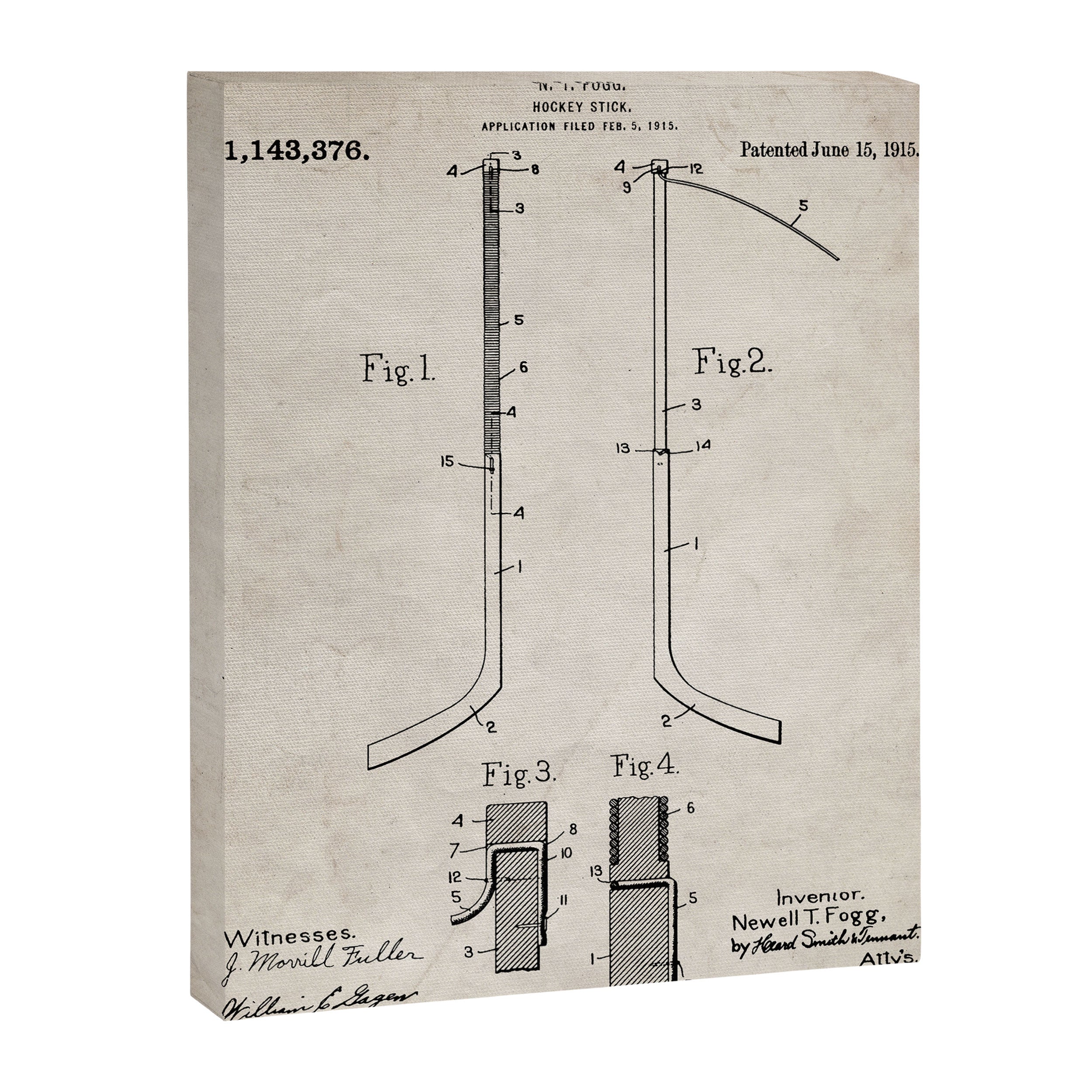 Ice Hockey Stick Patent - Ice Hockey Art - Antique Canvas Print Gallery Image 8