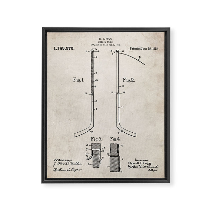 Ice Hockey Stick Patent - Ice Hockey Art - Antique Framed Canvas Print Gallery Image 1