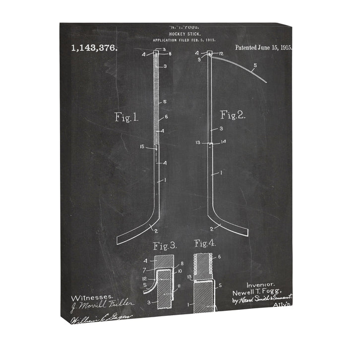 Ice Hockey Stick Patent - Ice Hockey Art - Black Chalkboard Canvas Print Gallery Image 1