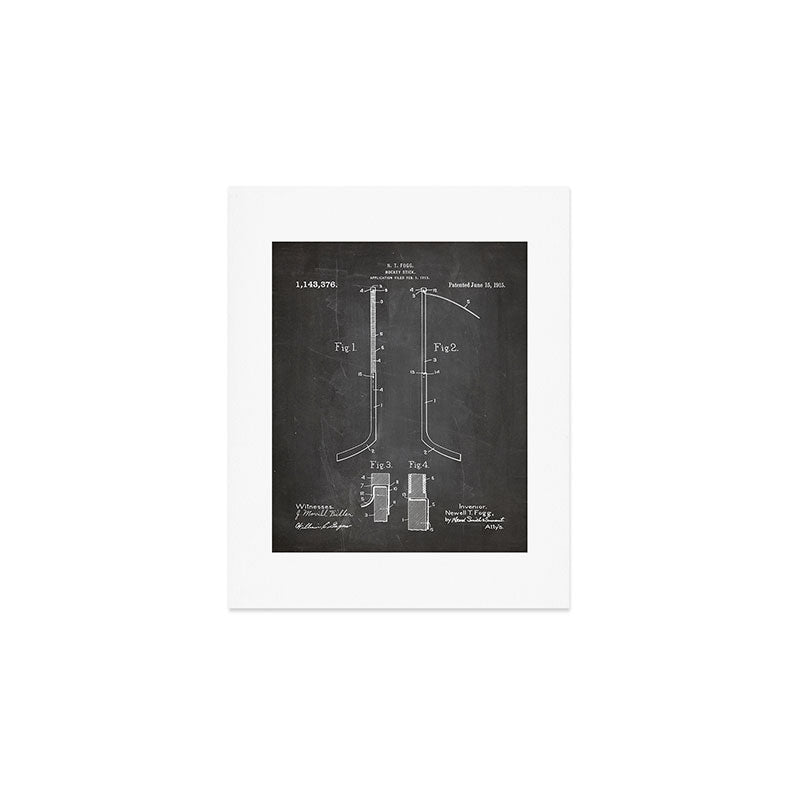 Ice Hockey Stick Patent - Ice Hockey Art - Black Chalkboard Art Print Gallery Image 1