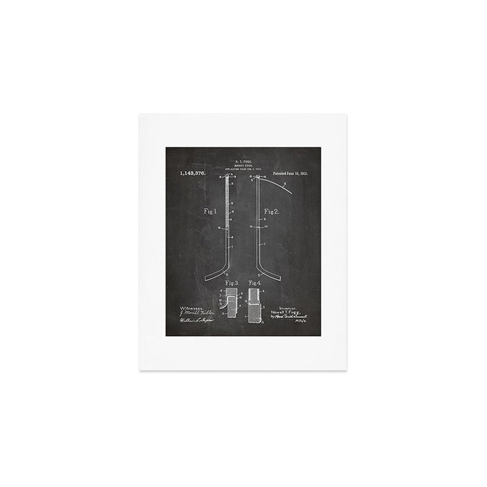 Ice Hockey Stick Patent - Ice Hockey Art - Black Chalkboard Art Print Gallery Image 1
