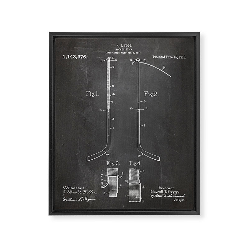 Ice Hockey Stick Patent - Ice Hockey Art - Black Chalkboard Framed Canvas Print Gallery Image 8