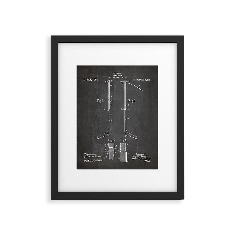 Ice Hockey Stick Patent - Ice Hockey Art - Black Chalkboard Framed Art Print Gallery Image 6