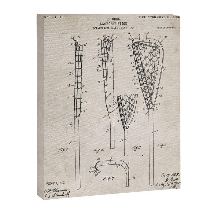 Lacrosse Stick Patent - Lacrosse Player Art - Antique Canvas Print Gallery Image 1