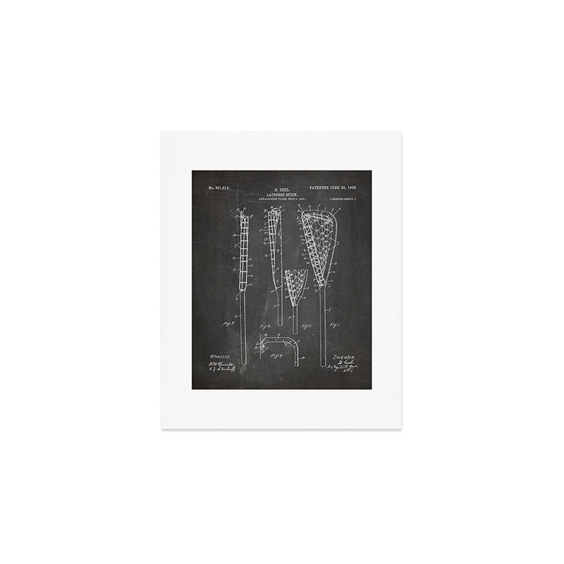 Lacrosse Stick Patent - Lacrosse Player Art - Black Chalkboard Art Print Gallery Image 1