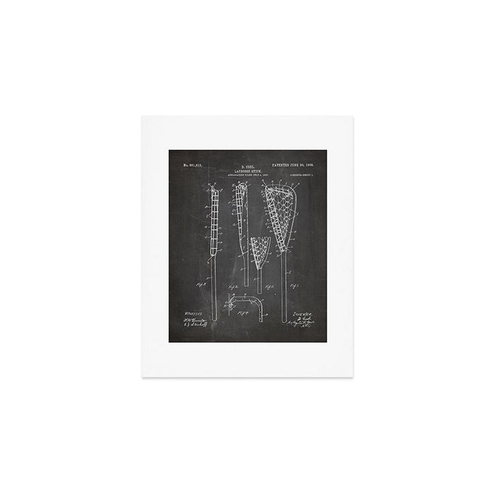 Lacrosse Stick Patent - Lacrosse Player Art - Black Chalkboard Art Print Gallery Image 1