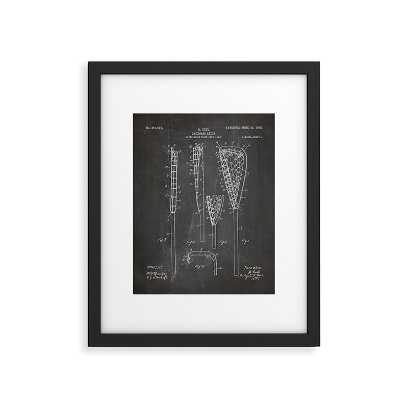 Lacrosse Stick Patent - Lacrosse Player Art - Black Chalkboard Framed Art Print Gallery Image 4