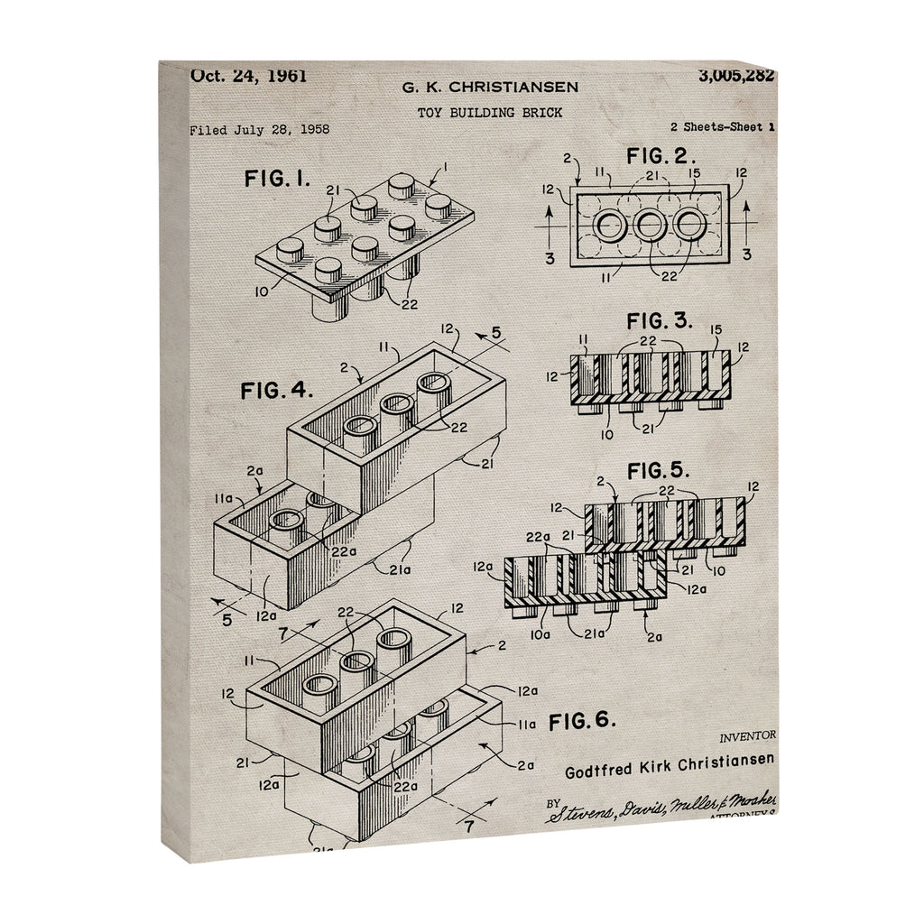 Legos Patent - Legos Brick Art - Antique Canvas Print Gallery Image 3