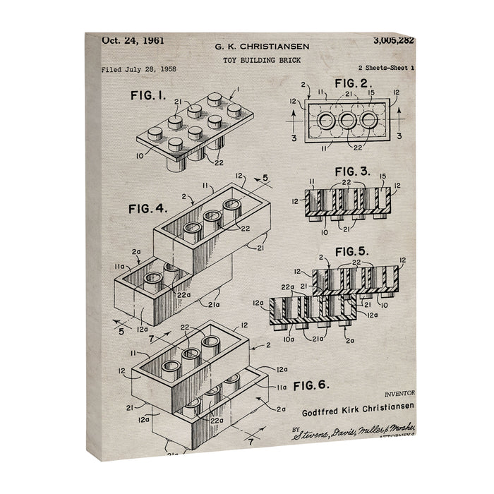 Legos Patent - Legos Brick Art - Antique Canvas Print Gallery Image 1