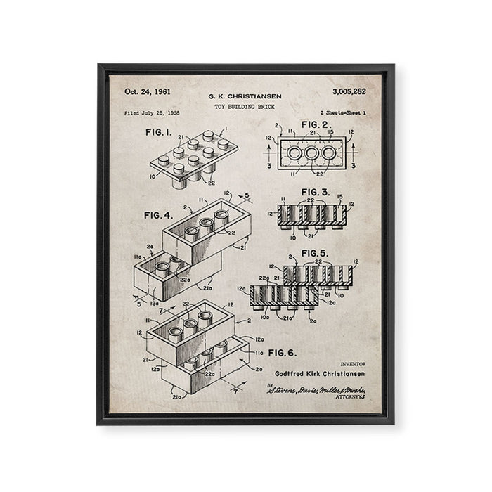 Legos Patent - Legos Brick Art - Antique Framed Canvas Print Gallery Image 1