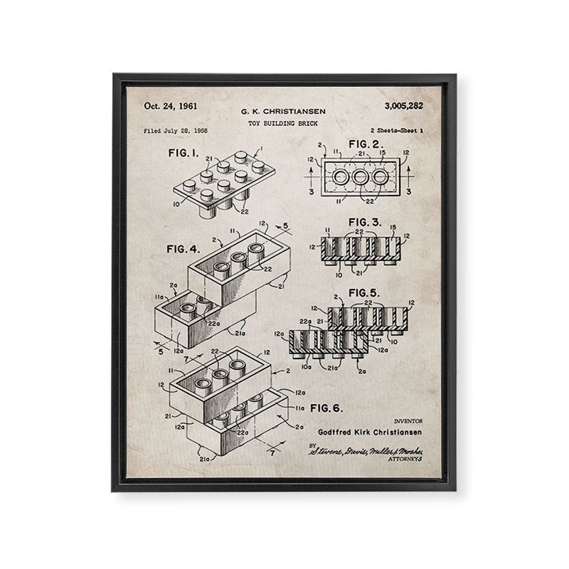 Legos Patent - Legos Brick Art - Antique Framed Canvas Print Gallery Image 8