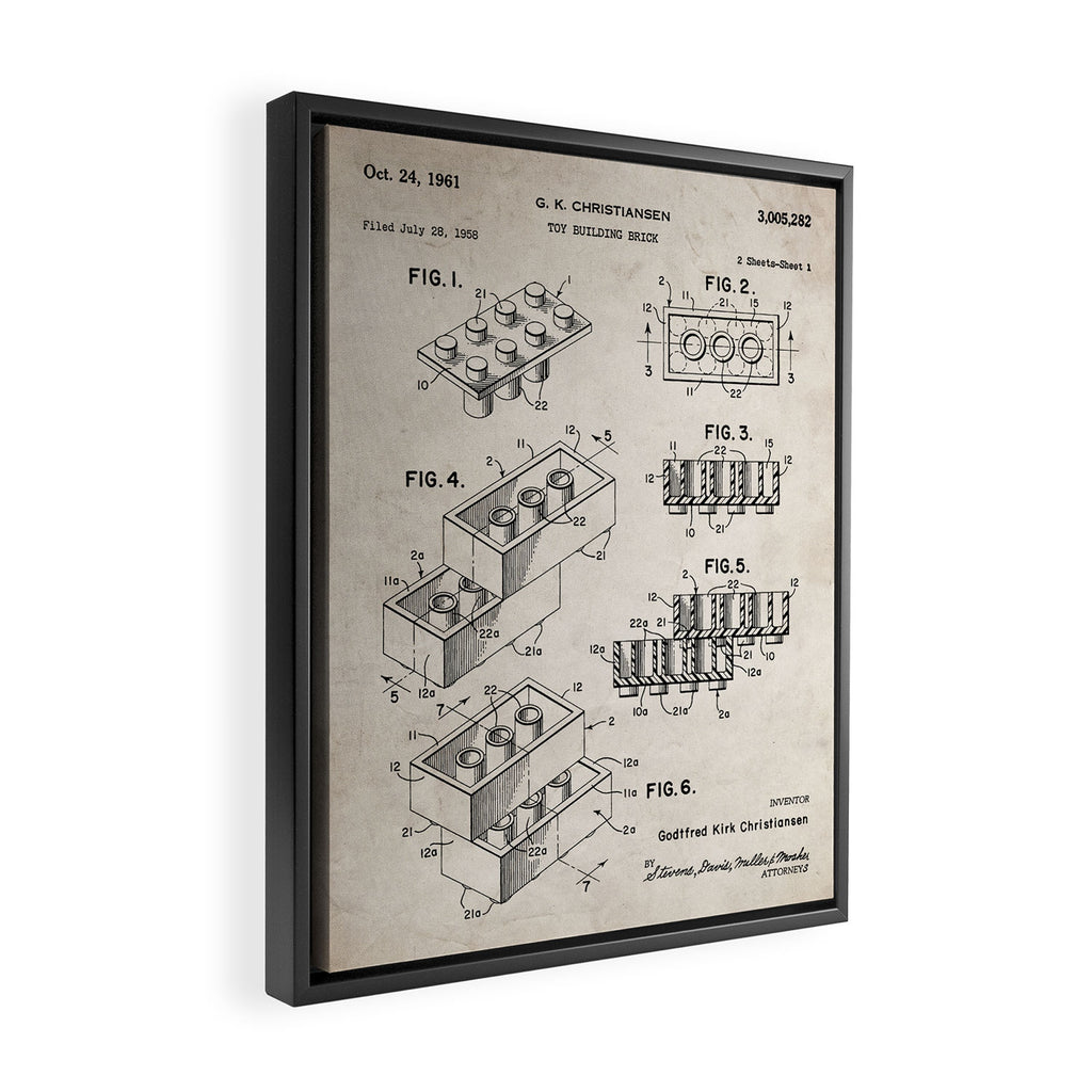 Legos Patent - Legos Brick Art - Antique Framed Canvas Print Gallery Image 2