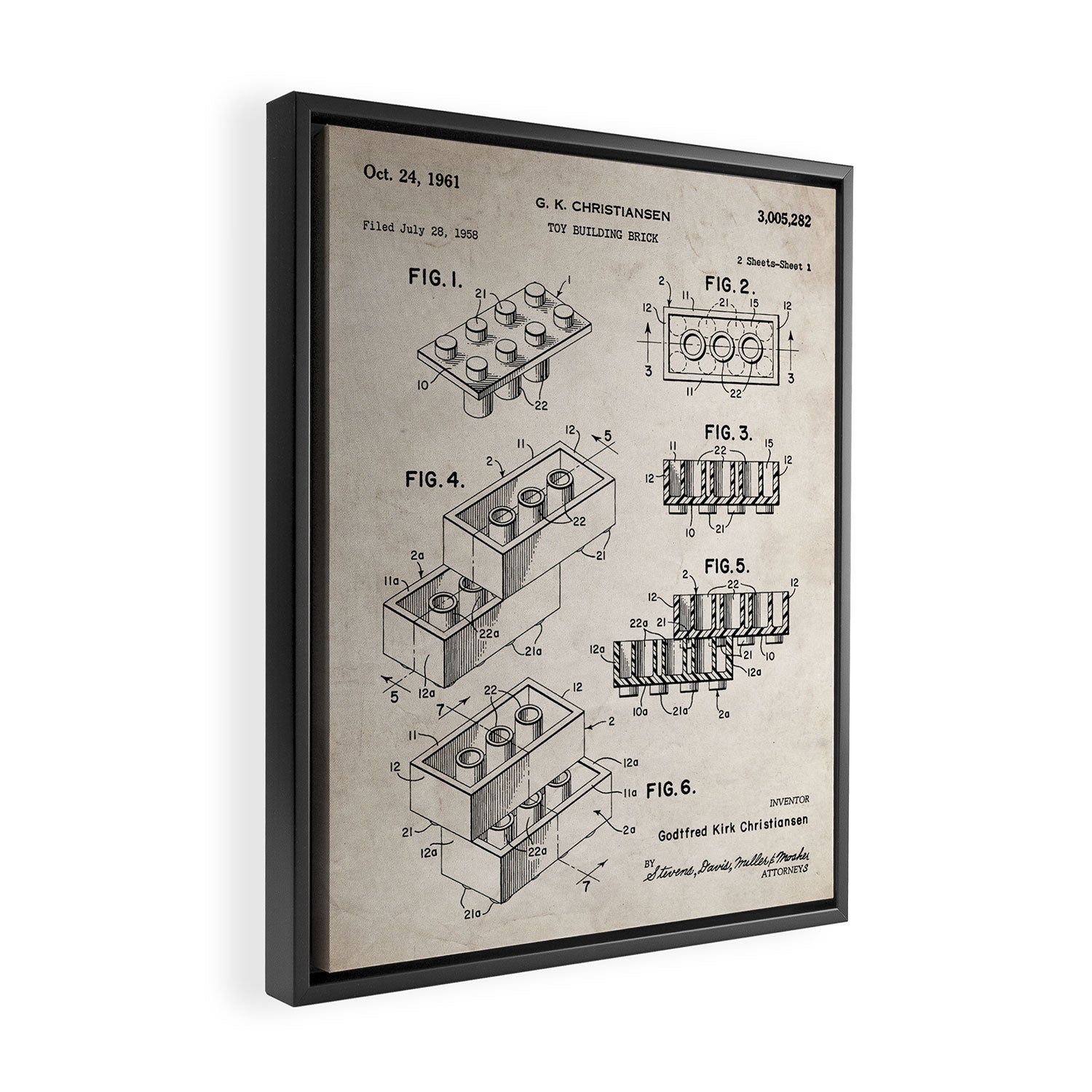 Legos Patent - Legos Brick Art - Antique Framed Canvas Print Gallery Image 2