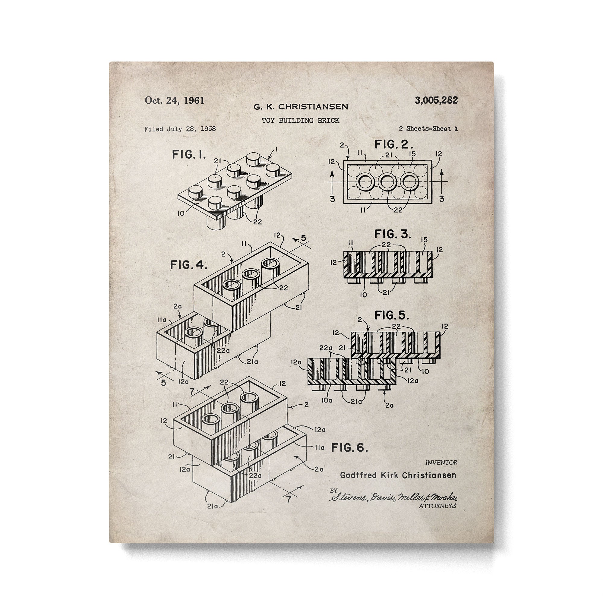 Legos Patent - Legos Brick Art - Antique Metal Print Gallery Image 6