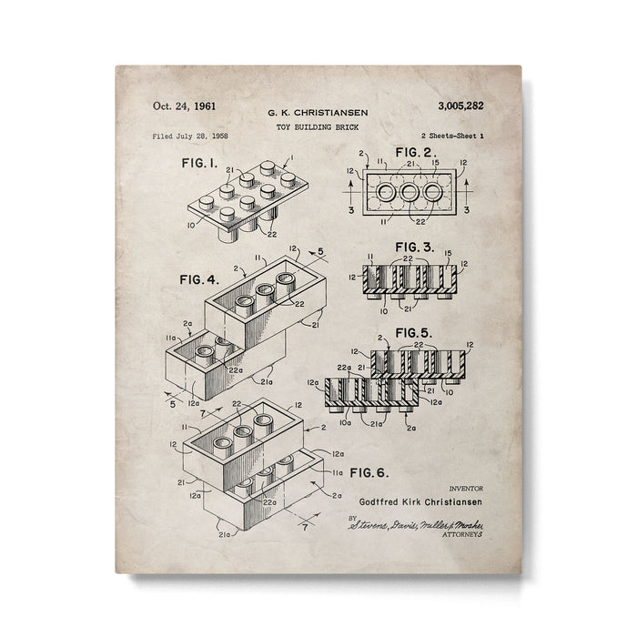 Legos Patent - Legos Brick Art - Antique Metal Print Gallery Image 1