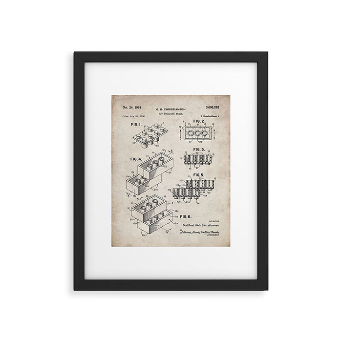 Legos Patent - Legos Brick Art - Antique Framed Art Print Gallery Image 1
