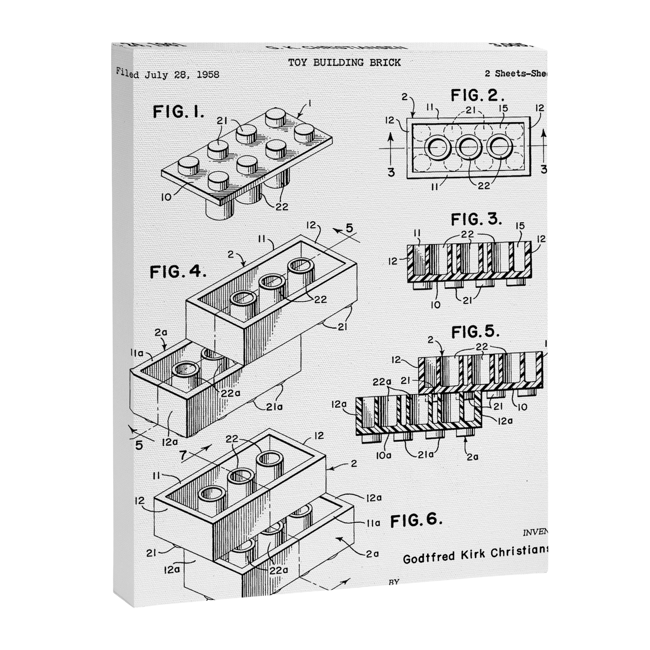 Legos Patent - Legos Brick Art - Black And White Canvas Print Gallery Image 8