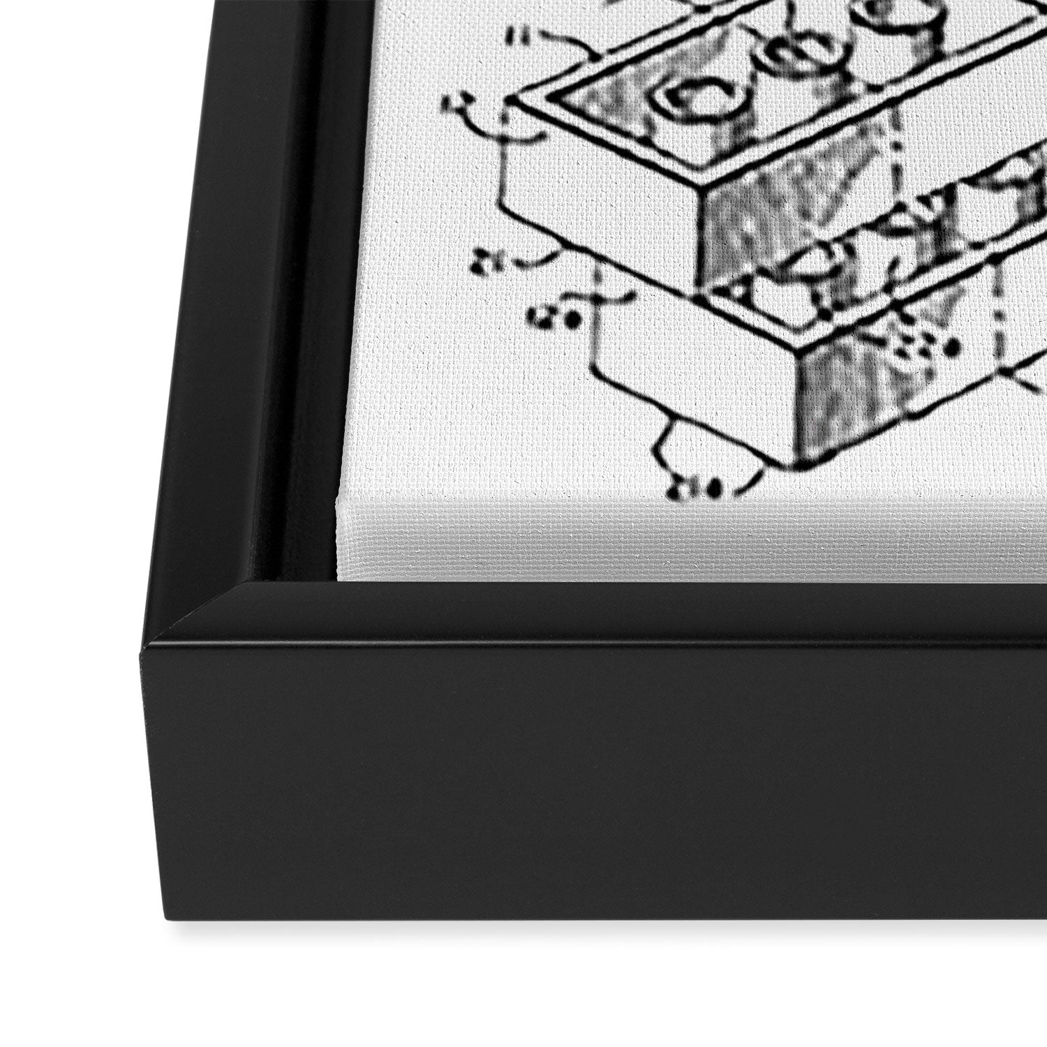 Legos Patent - Legos Brick Art - Black And White Framed Canvas Print Gallery Image 3