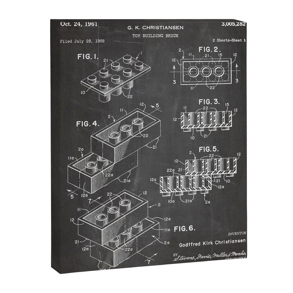 Legos Patent - Legos Brick Art - Black Chalkboard Canvas Print Gallery Image 8