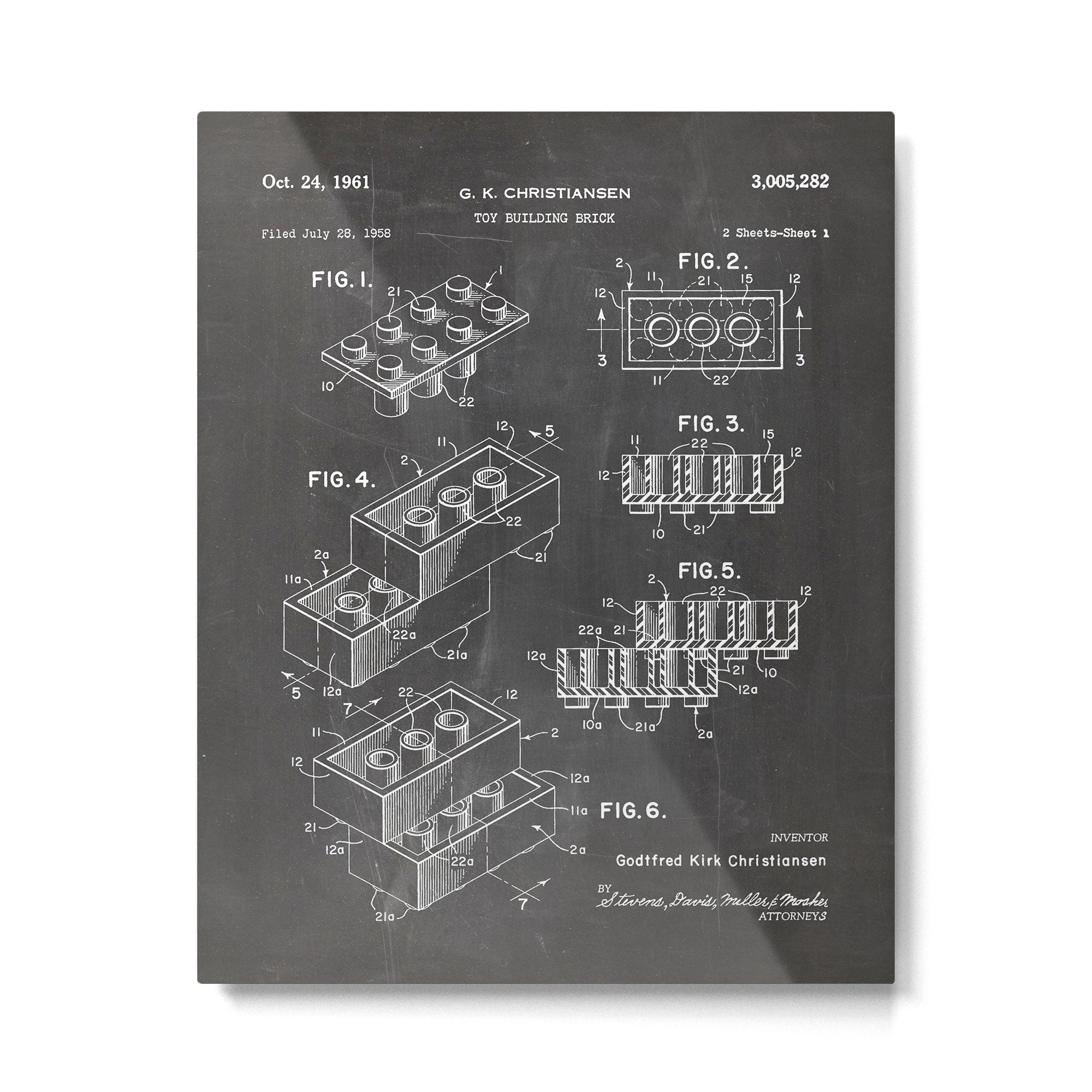 Legos Patent - Legos Brick Art - Black Chalkboard Metal Print Gallery Image 6