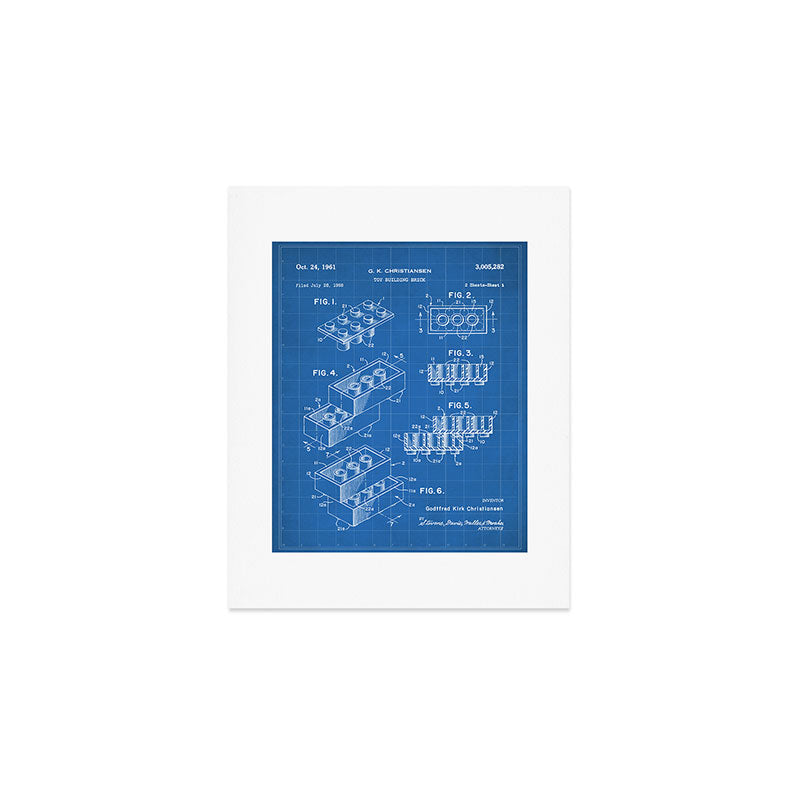 Legos Patent - Legos Brick Art - Blueprint Art Print Gallery Image 1
