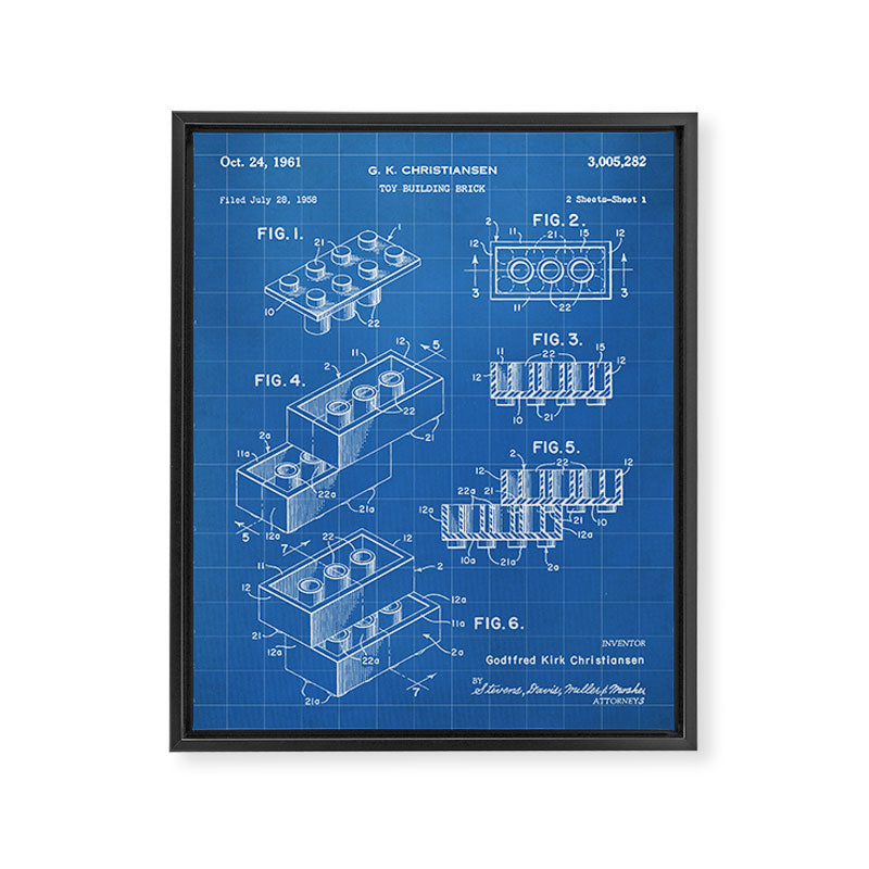 Legos Patent - Legos Brick Art - Blueprint Framed Canvas Print Gallery Image 8