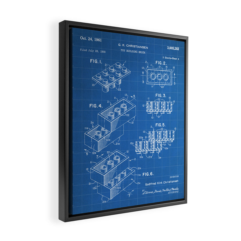 Legos Patent - Legos Brick Art - Blueprint Framed Canvas Print Gallery Image 2