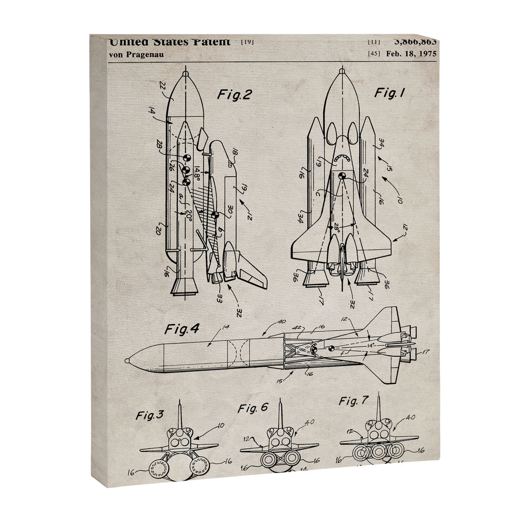 Nasa Space Shuttle Patent - Nasa Shuttle Art - Antique Canvas Print Gallery Image 8