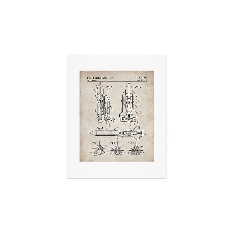 Nasa Space Shuttle Patent - Nasa Shuttle Art - Antique Art Print Gallery Image 1