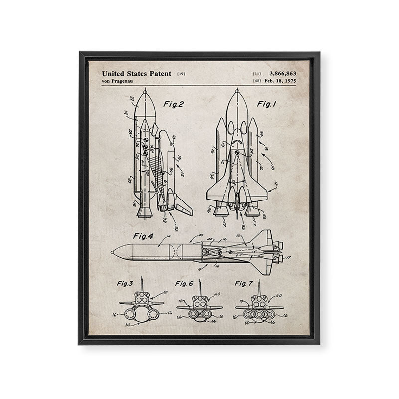 Nasa Space Shuttle Patent - Nasa Shuttle Art - Antique Framed Canvas Print Gallery Image 8