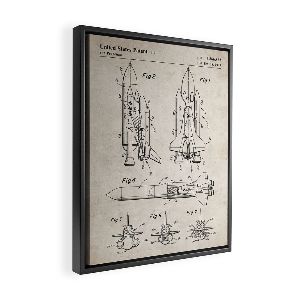 Nasa Space Shuttle Patent - Nasa Shuttle Art - Antique Framed Canvas Print Gallery Image 2