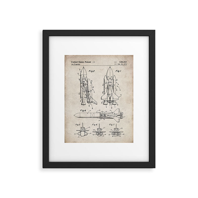 Nasa Space Shuttle Patent - Nasa Shuttle Art - Antique Framed Art Print Gallery Image 6
