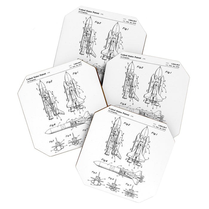 Nasa Space Shuttle Patent - Nasa Shuttle Art - Black And White Coaster Gallery Image 1