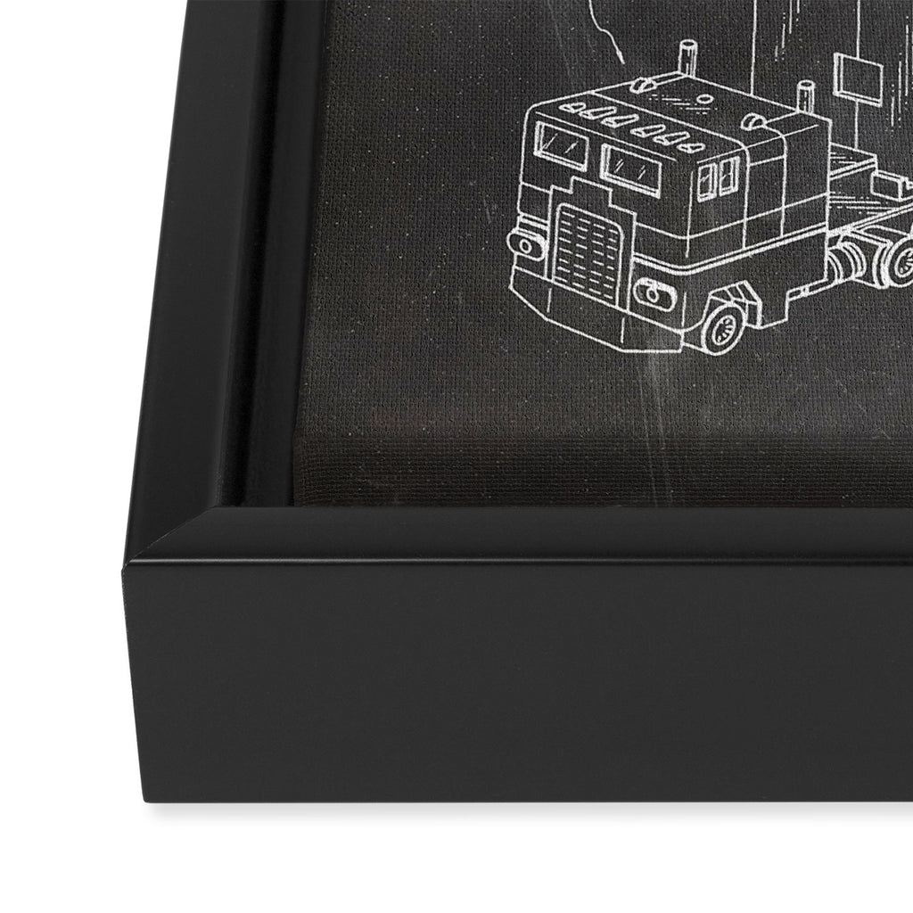 Optimus Prime Patent - Transformers Fan Comic Book Geek Art - Black Chalkboard Framed Canvas Print Gallery Image 3
