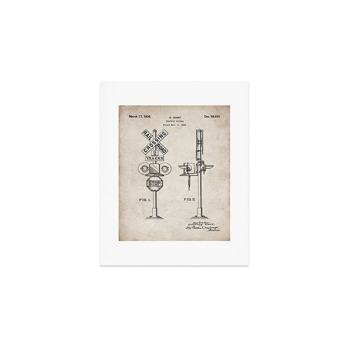 Railroad Crossing Patent - Train Crossing Art - Antique Art Print Gallery Image 1