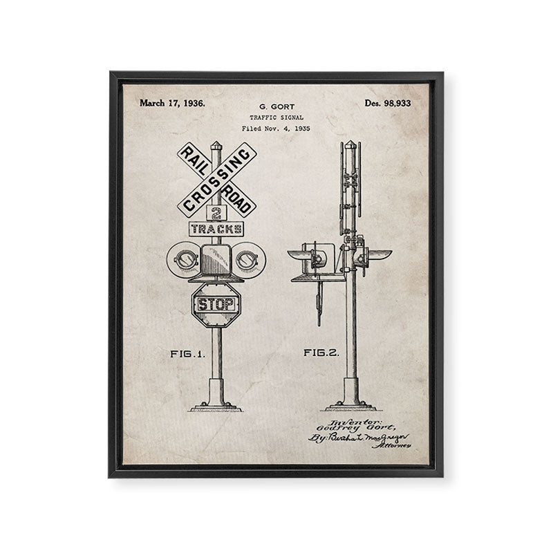 Railroad Crossing Patent - Train Crossing Art - Antique Framed Canvas Print Gallery Image 8
