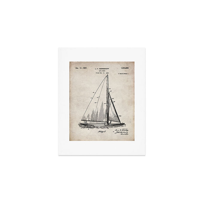Sailboat Patent - Yacht Art - Antique Art Print Gallery Image 1