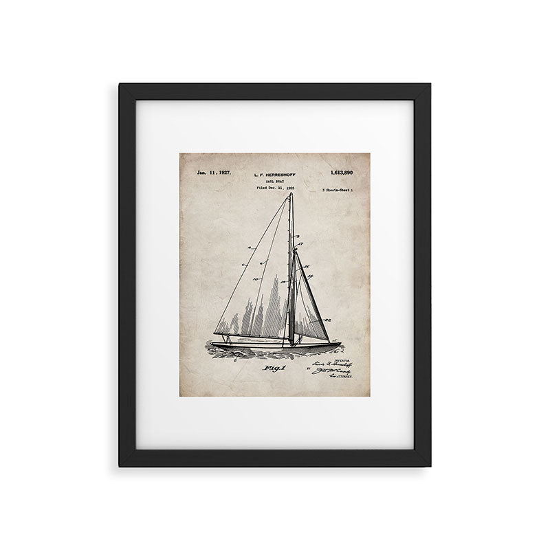 Sailboat Patent - Yacht Art - Antique Framed Art Print Gallery Image 4