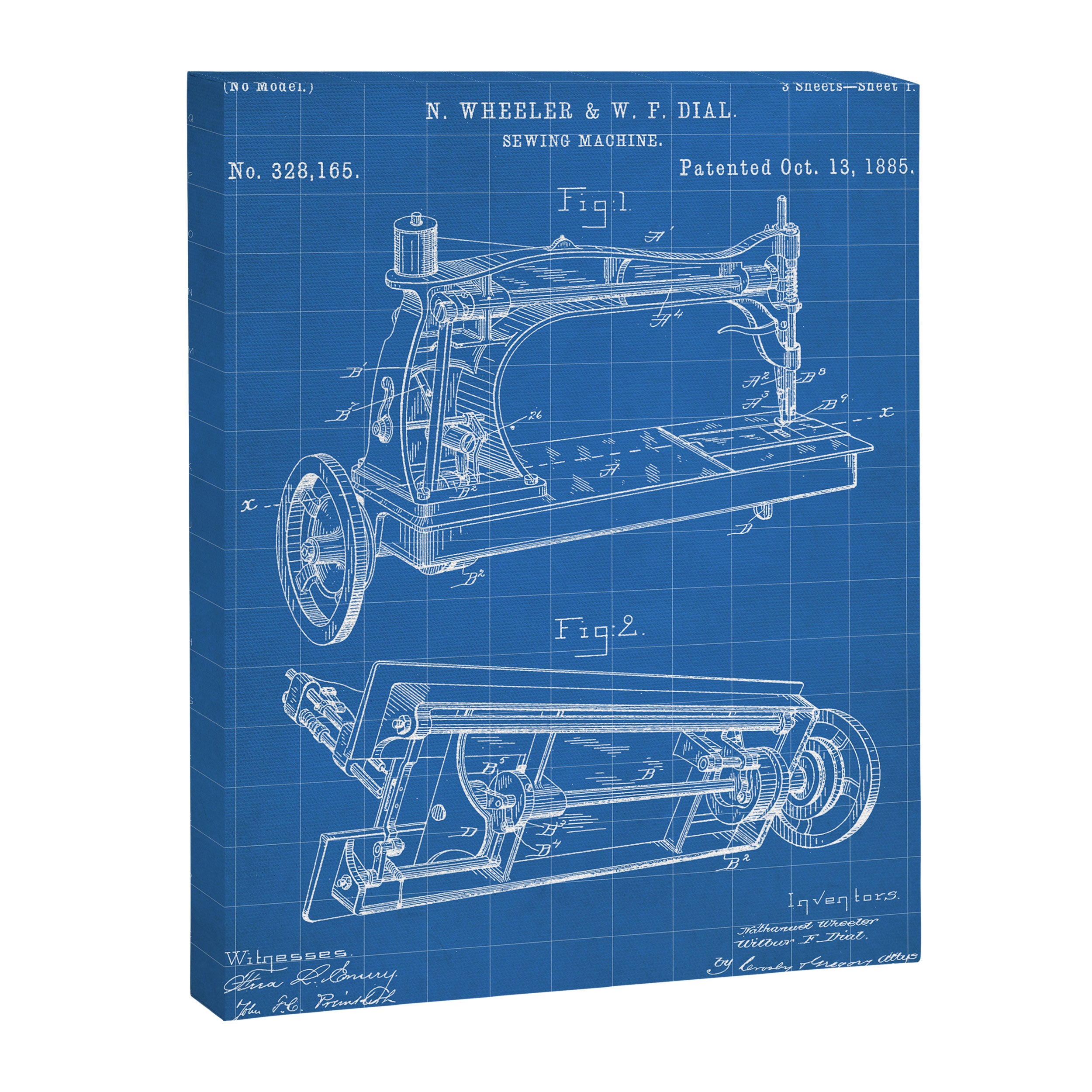Sewing Machine Patent - Seamstress Craft Sewing Room Art - Blueprint Canvas Print Gallery Image 8