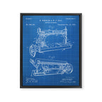 Sewing Machine Patent - Seamstress Craft Sewing Room Art - Blueprint Framed Canvas Print Gallery Image 8