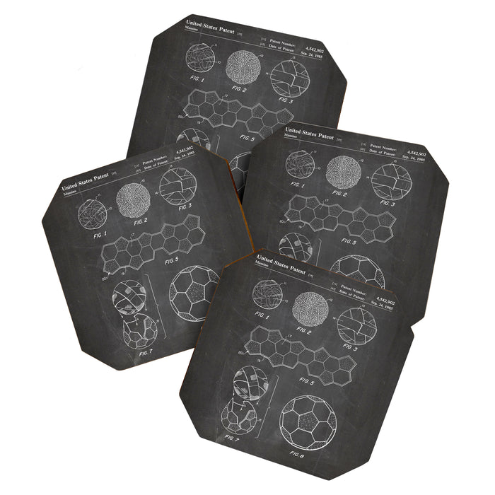 Soccer Ball Patent - Football Art - Black Chalkboard Coaster Gallery Image 1