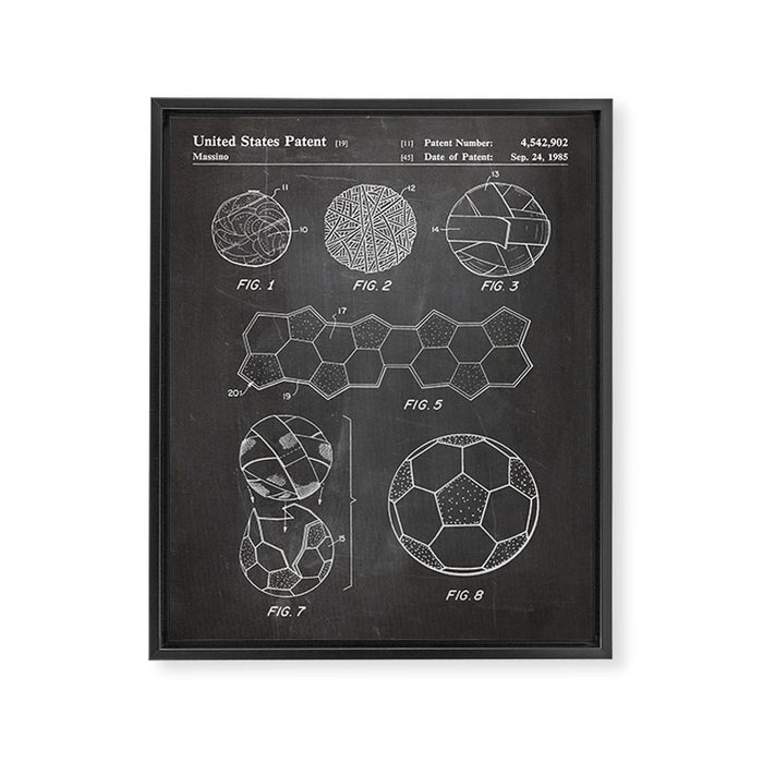 Soccer Ball Patent - Football Art - Black Chalkboard Framed Canvas Print Gallery Image 1
